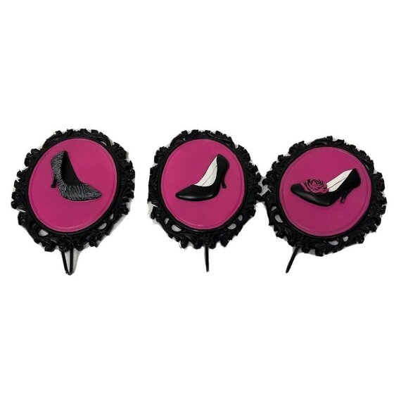 Boutique Wall Hooks Hangers Set of 3 Dress Shoes Heels Coat Home Decor Black Pin